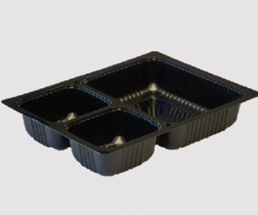 black plastic 3 section tray